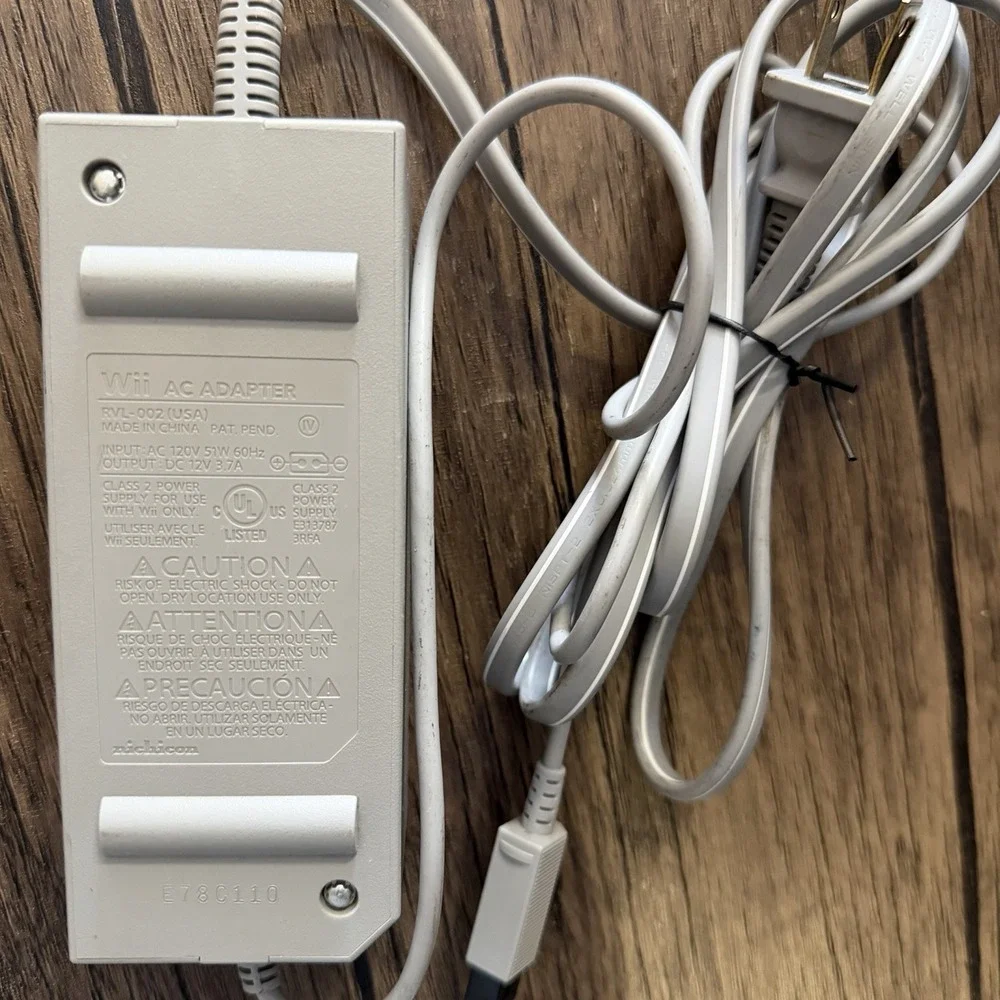 Authentic Nintendo Wii OEM Power Supply AC Adapter Cord RVL-002‎ USA -Tested-